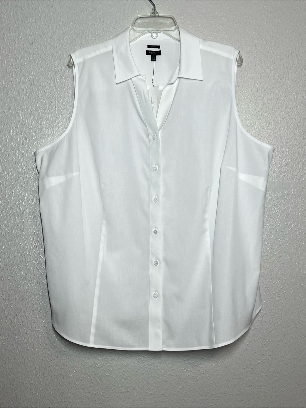 Talbots Top Plus Petites 22WP White Non Iron Sleeveless Button Up Shirt NWT